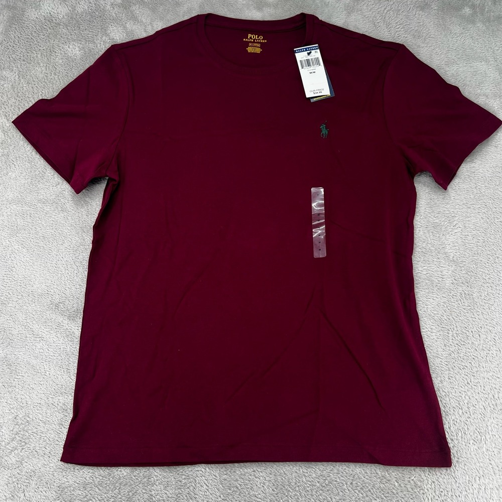 NWT Polo Ralph Lauren Mens T-Shirt Medium Burgundy MSRP $34.99 Short Sleeve